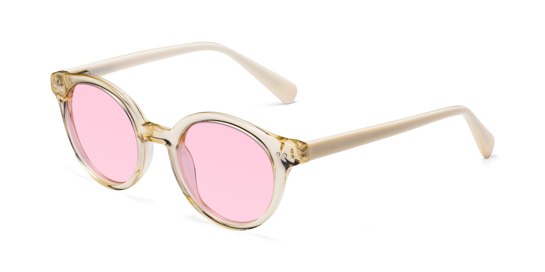 Angle of Bellion in Transparent Beige with Light Pink Tinted Lenses
