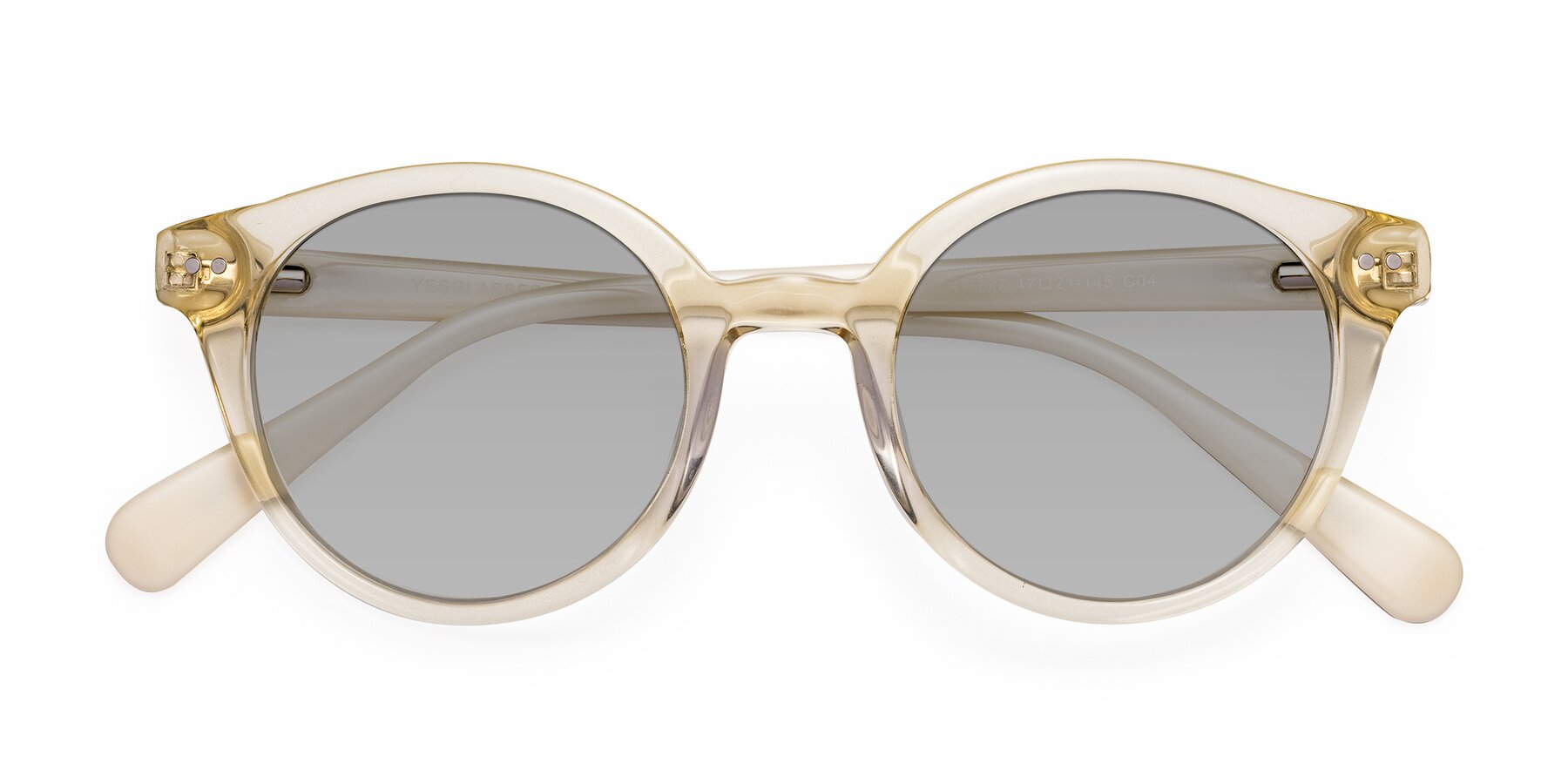 Folded Front of Bellion in Transparent Beige with Light Gray Tinted Lenses