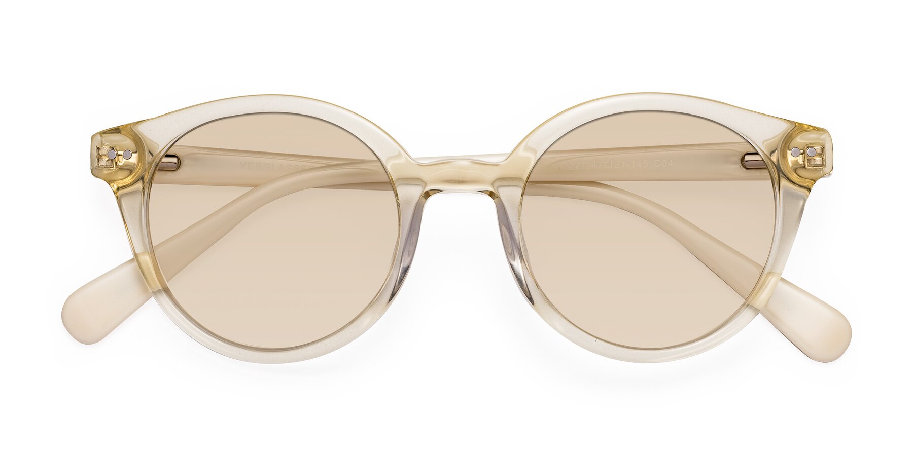 Folded Front of Bellion in Transparent Beige with Light Brown Tinted Lenses