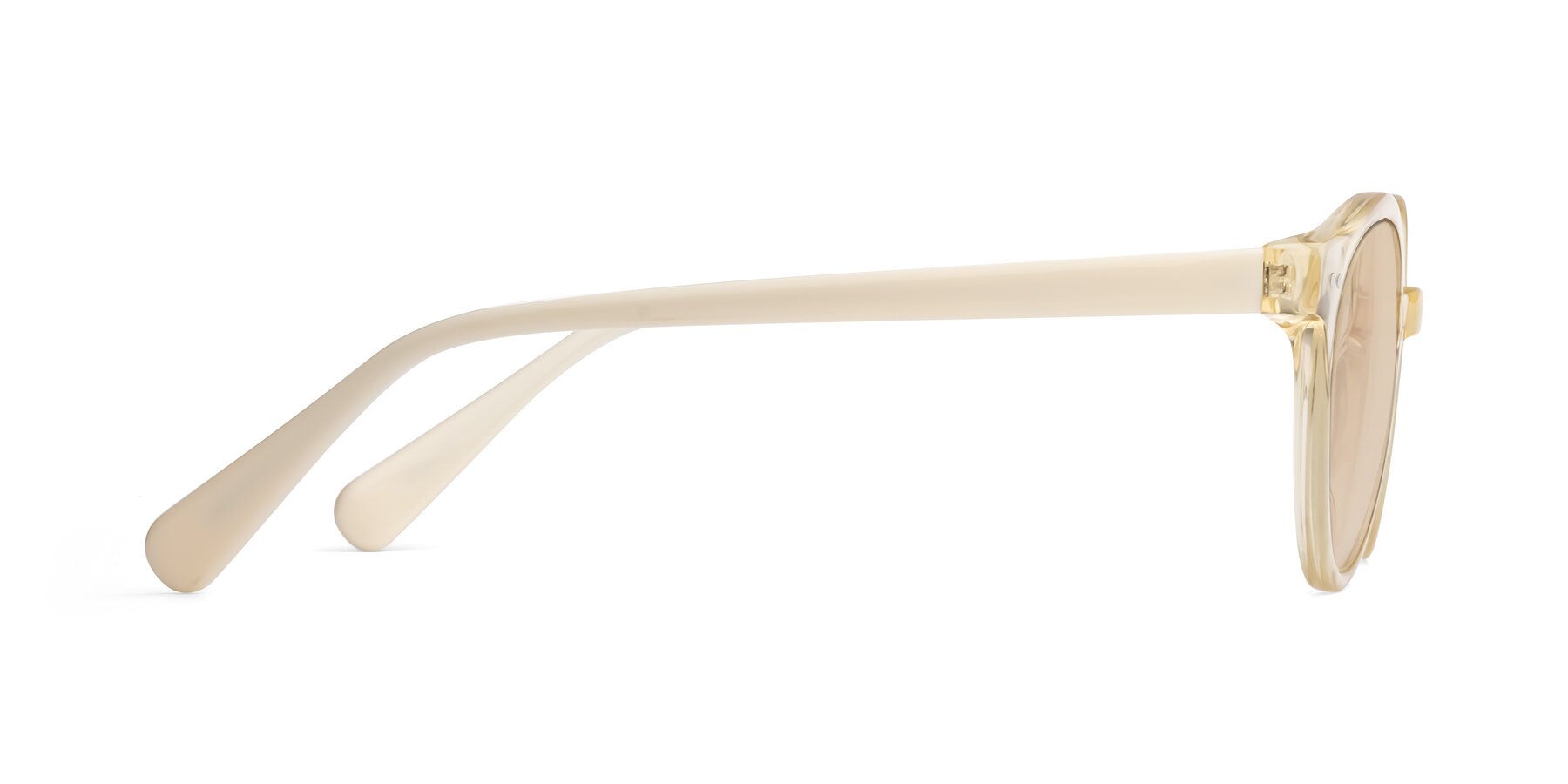 Side of Bellion in Transparent Beige with Light Brown Tinted Lenses
