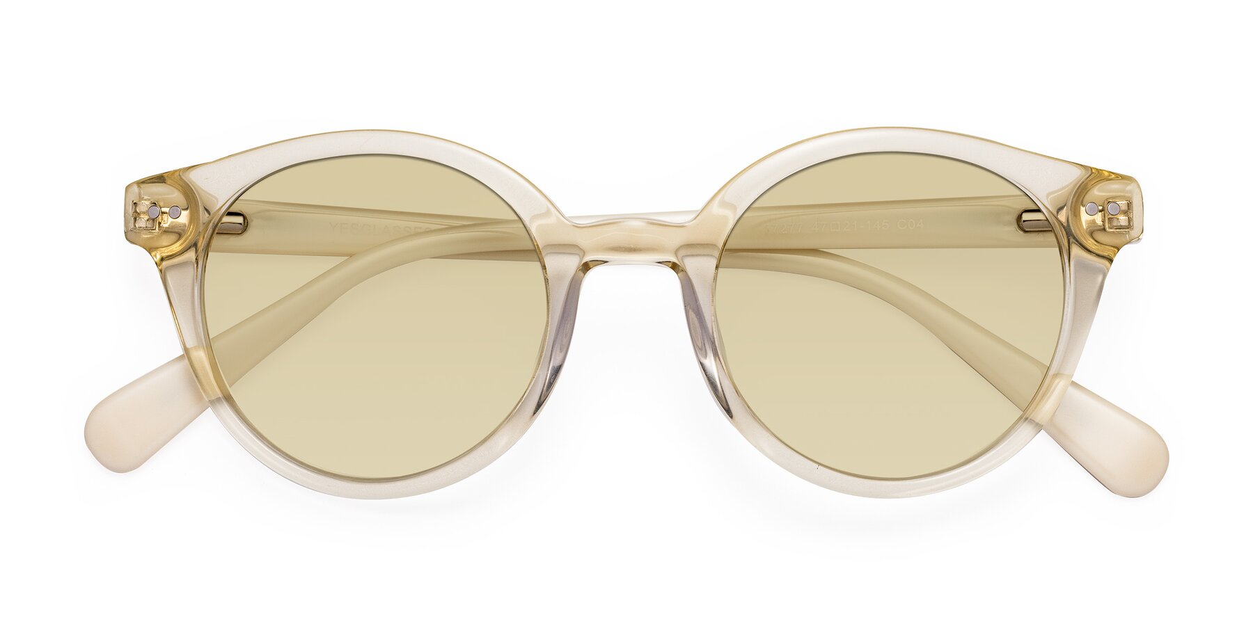 Folded Front of Bellion in Transparent Beige with Light Champagne Tinted Lenses