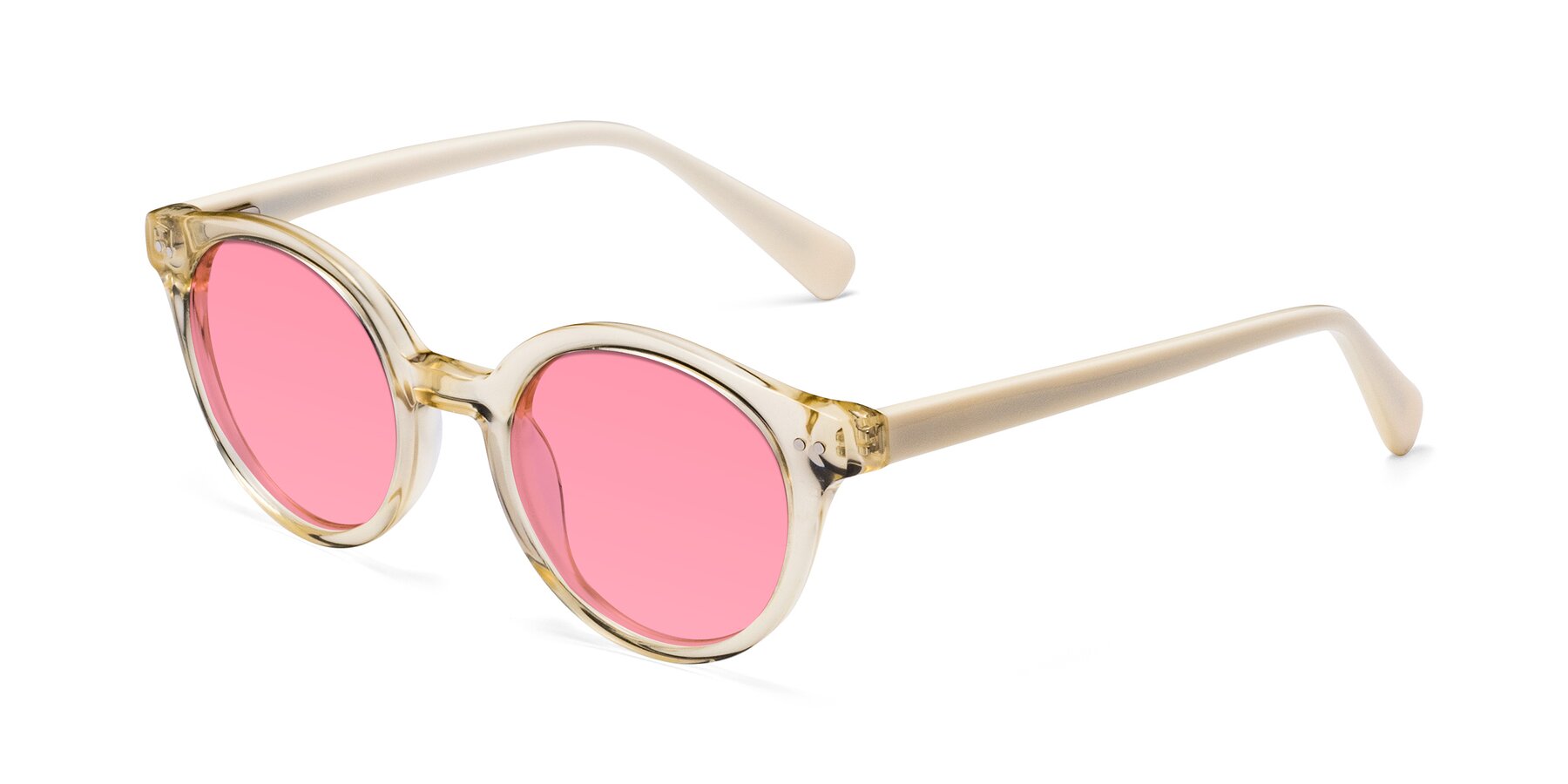 Angle of Bellion in Transparent Beige with Pink Tinted Lenses