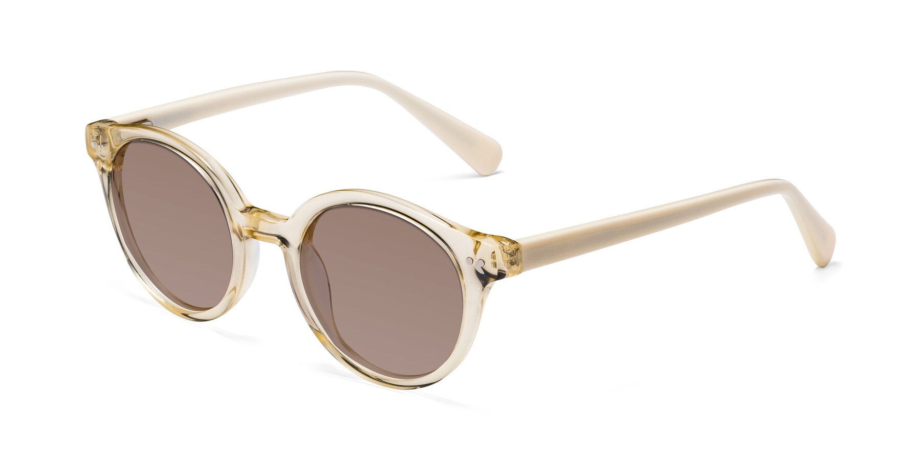 Angle of Bellion in Transparent Beige with Medium Brown Tinted Lenses
