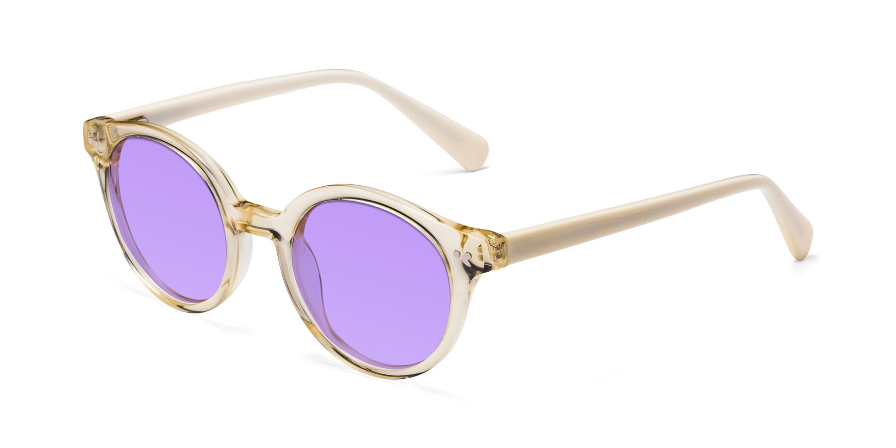 Angle of Bellion in Transparent Beige with Medium Purple Tinted Lenses