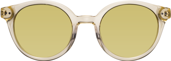 Transparent Beige Narrow Horn-Rimmed Round Tinted Sunglasses with ...