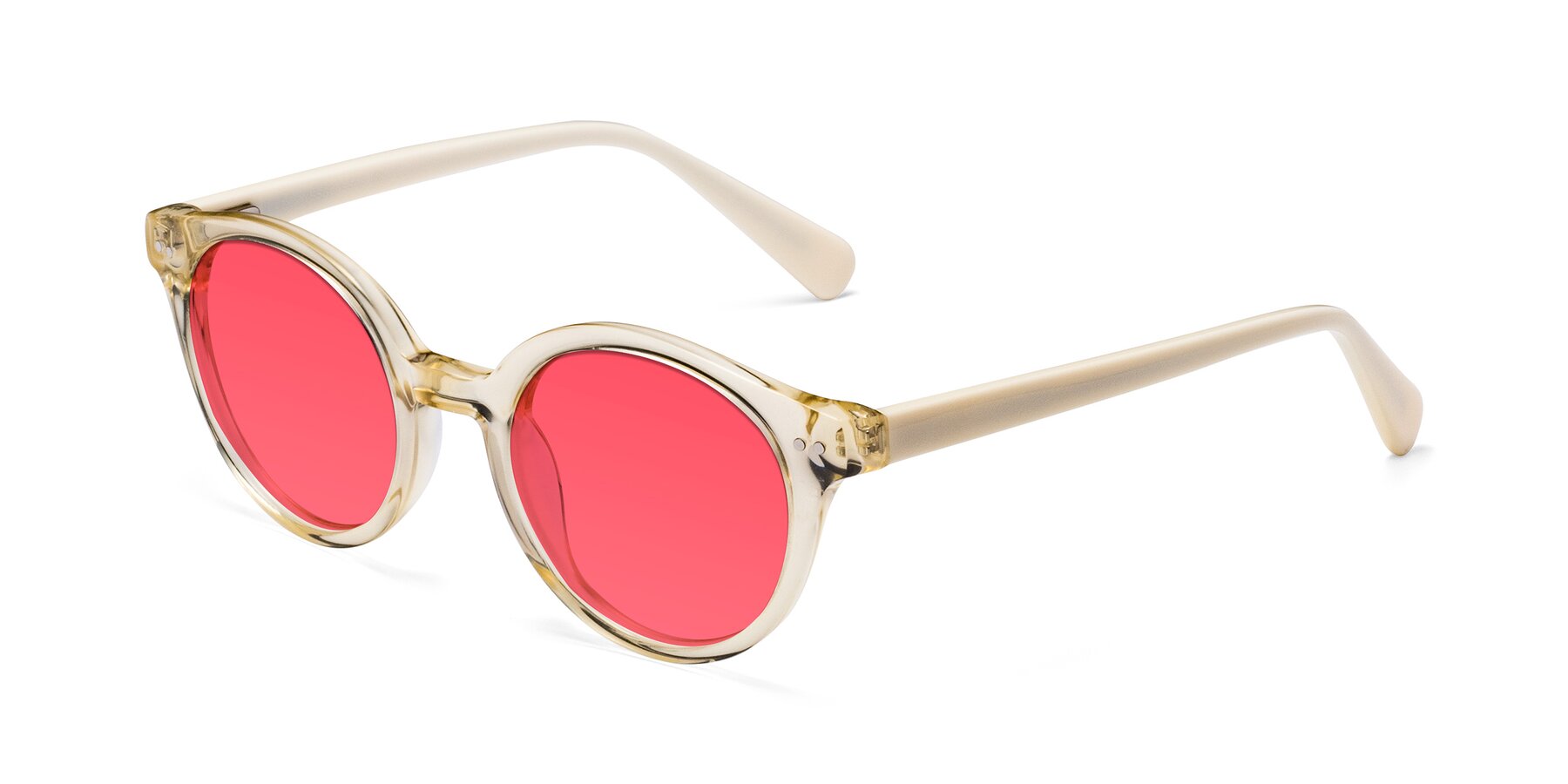 Angle of Bellion in Transparent Beige with Red Tinted Lenses