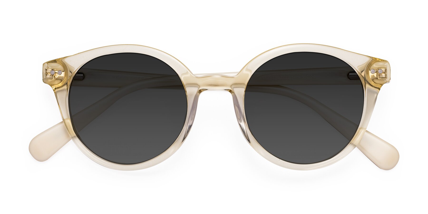 Folded Front of Bellion in Transparent Beige with Gray Tinted Lenses