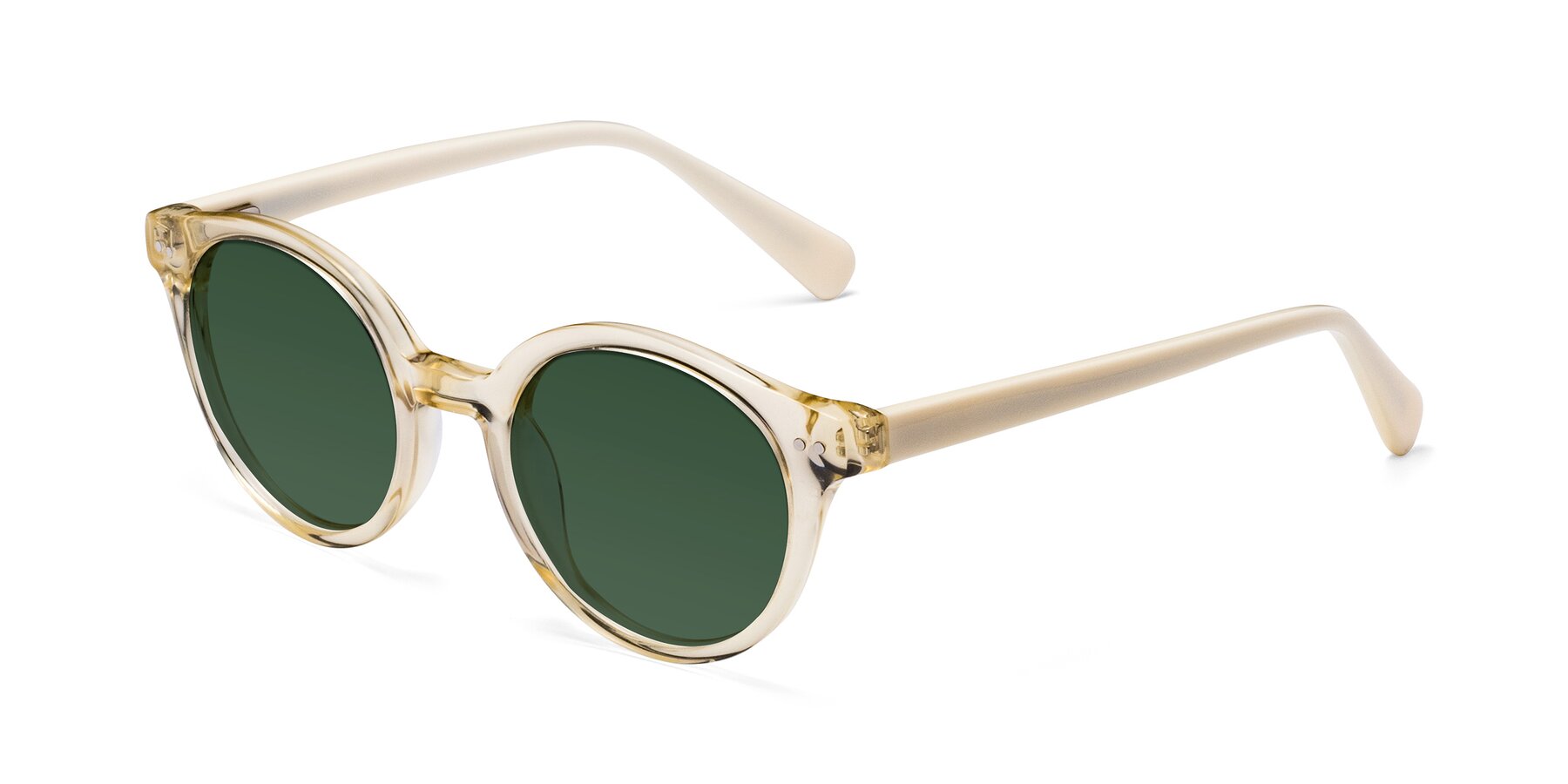 Angle of Bellion in Transparent Beige with Green Tinted Lenses