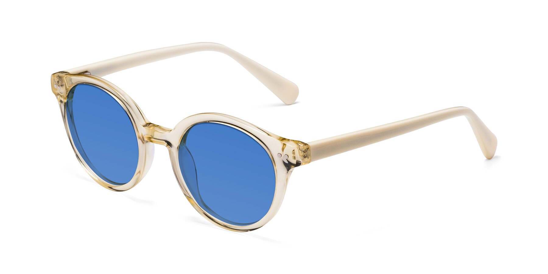 Angle of Bellion in Transparent Beige with Blue Tinted Lenses