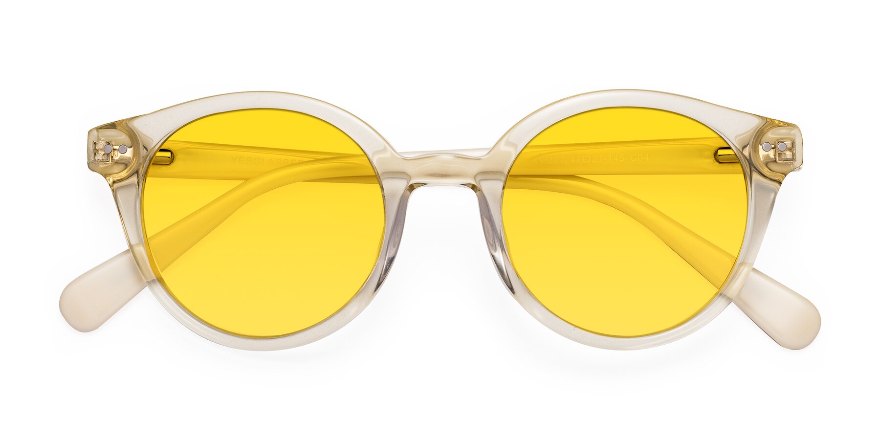 Folded Front of Bellion in Transparent Beige with Yellow Tinted Lenses