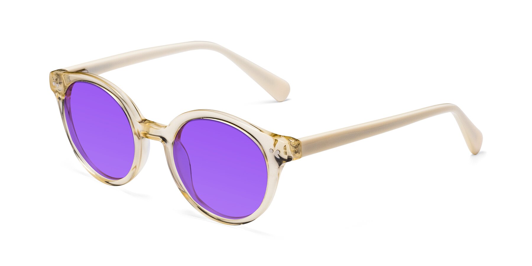 Angle of Bellion in Transparent Beige with Purple Tinted Lenses