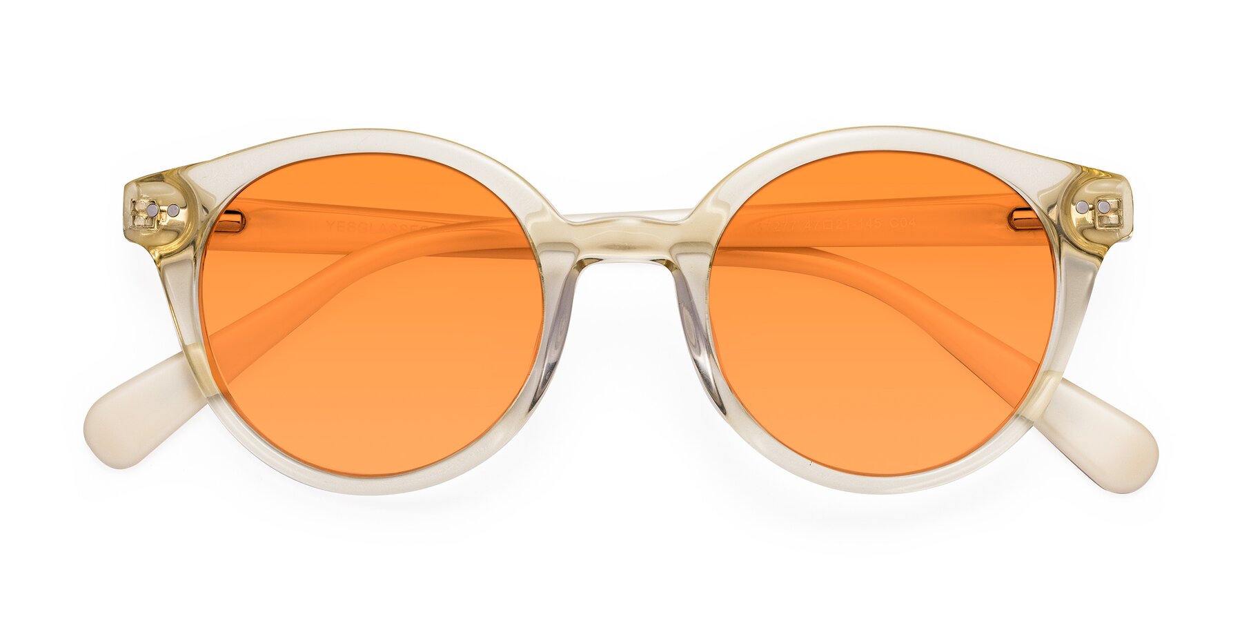 Folded Front of Bellion in Transparent Beige with Orange Tinted Lenses