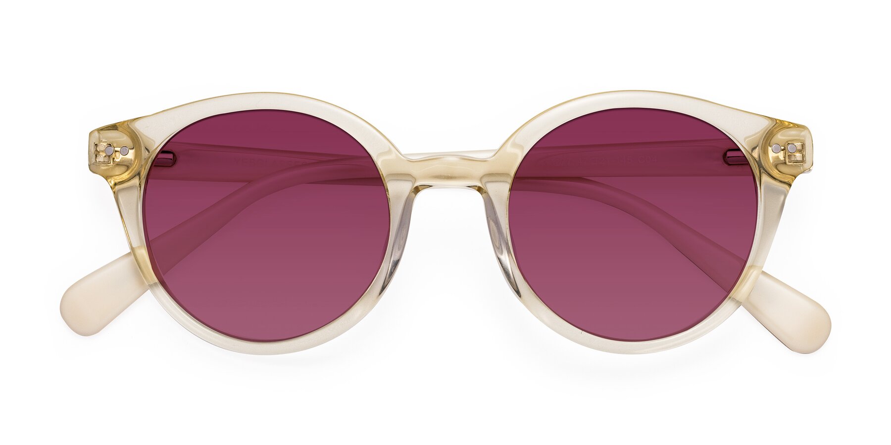 Folded Front of Bellion in Transparent Beige with Wine Tinted Lenses
