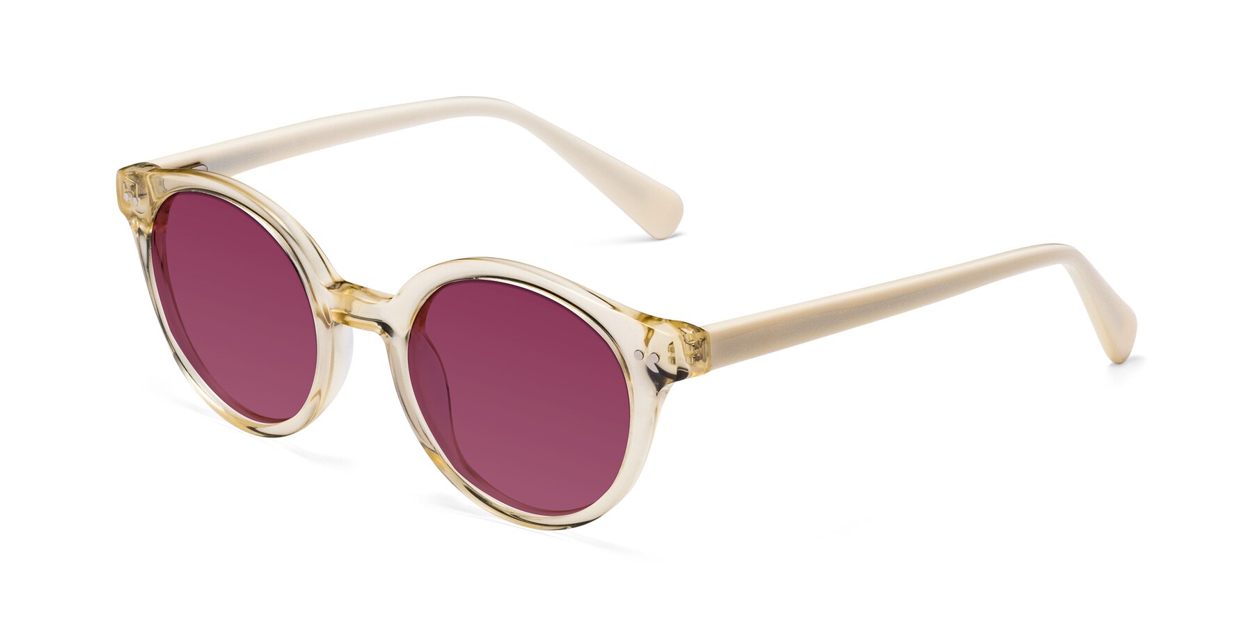 Angle of Bellion in Transparent Beige with Wine Tinted Lenses