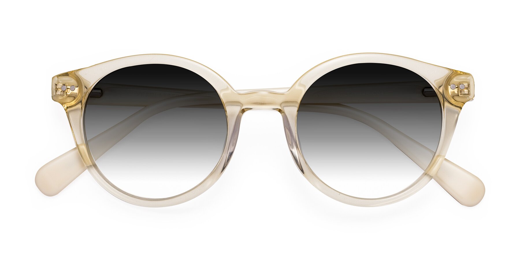 Folded Front of Bellion in Transparent Beige with Gray Gradient Lenses
