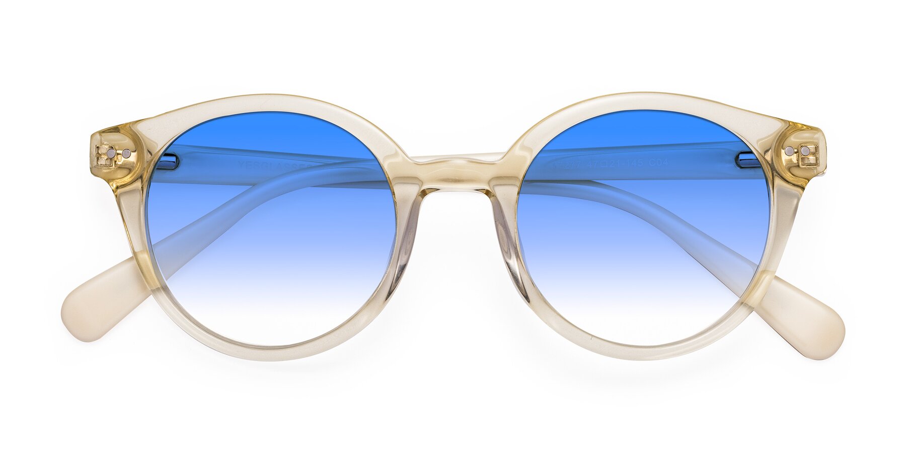 Folded Front of Bellion in Transparent Beige with Blue Gradient Lenses