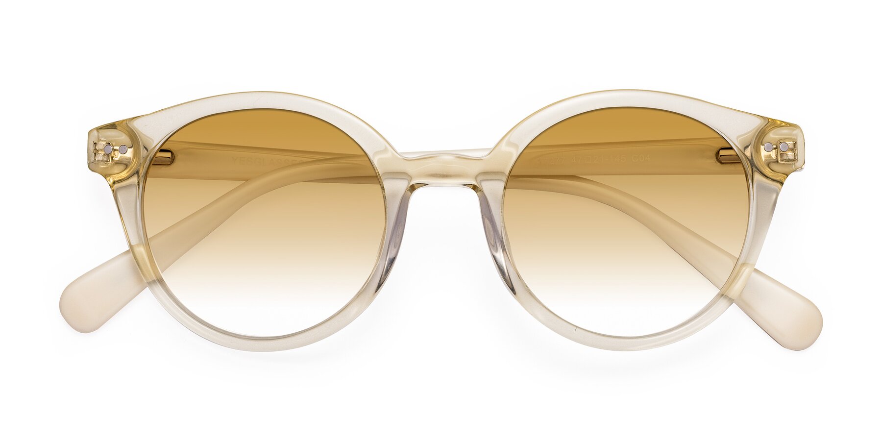 Folded Front of Bellion in Transparent Beige with Champagne Gradient Lenses