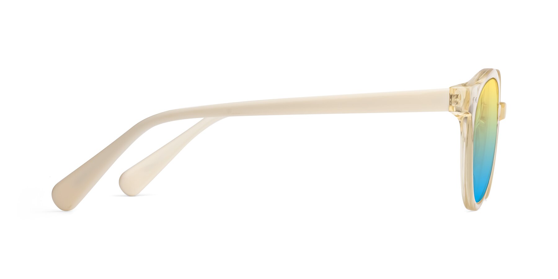 Side of Bellion in Transparent Beige with Yellow / Blue Gradient Lenses