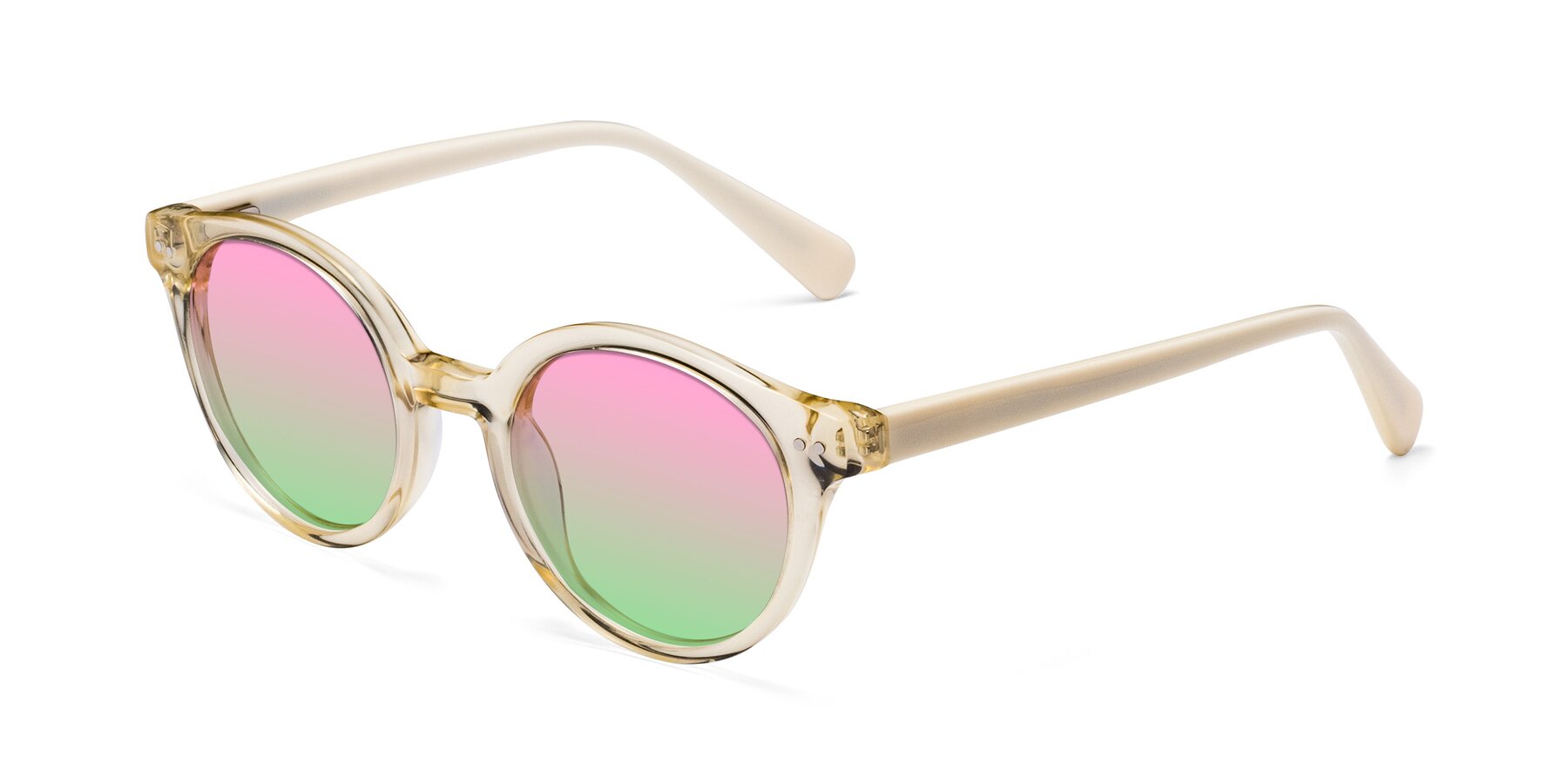 Angle of Bellion in Transparent Beige with Pink / Green Gradient Lenses