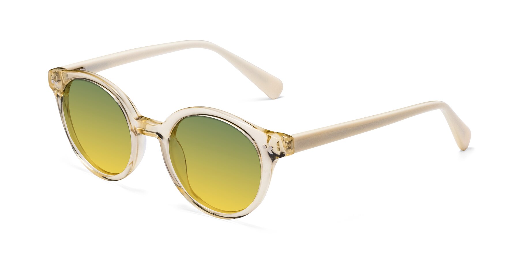 Angle of Bellion in Transparent Beige with Green / Yellow Gradient Lenses