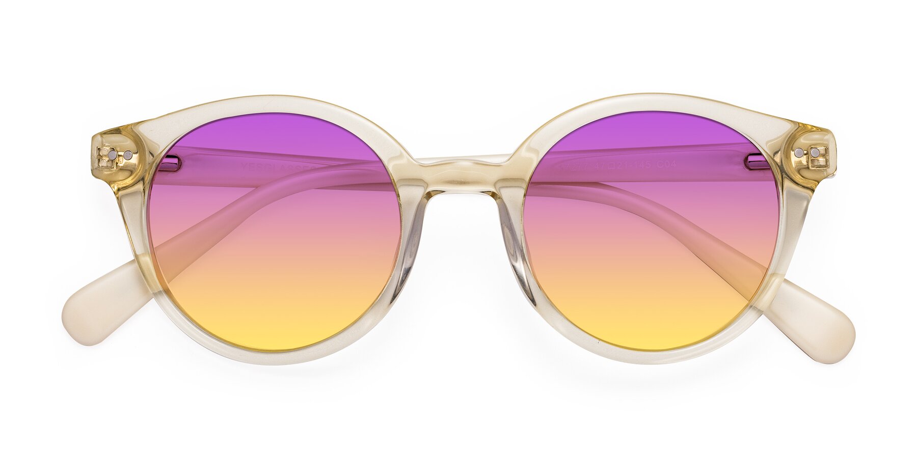 Folded Front of Bellion in Transparent Beige with Purple / Yellow Gradient Lenses