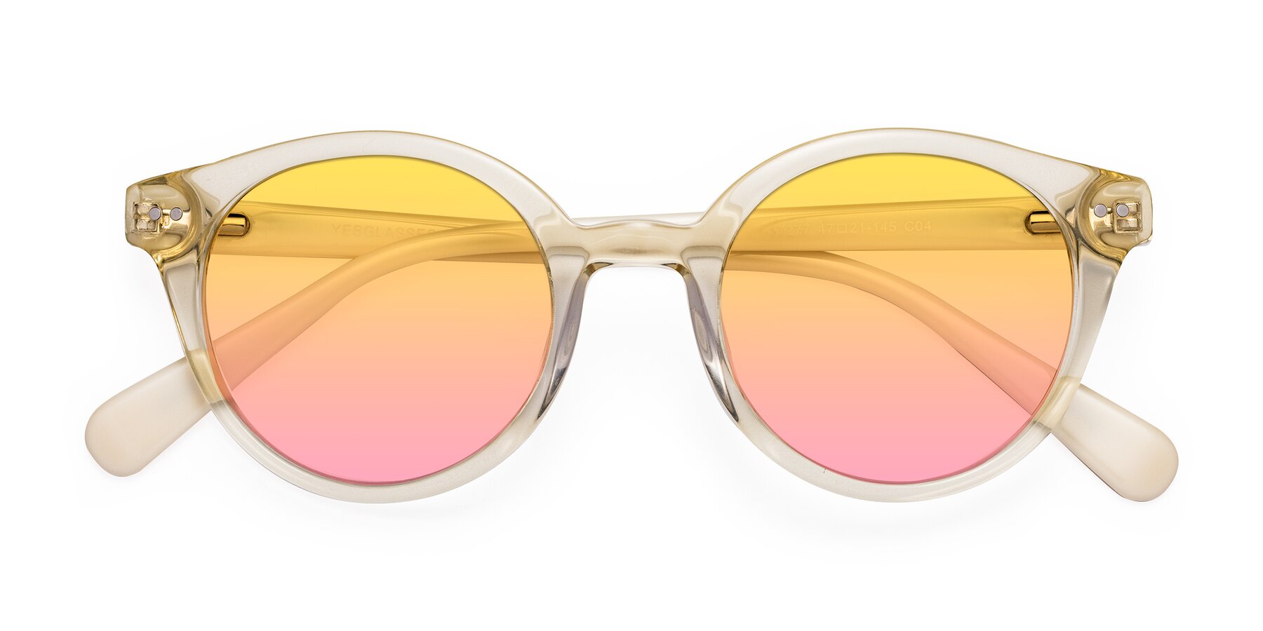 Folded Front of Bellion in Transparent Beige with Yellow / Pink Gradient Lenses