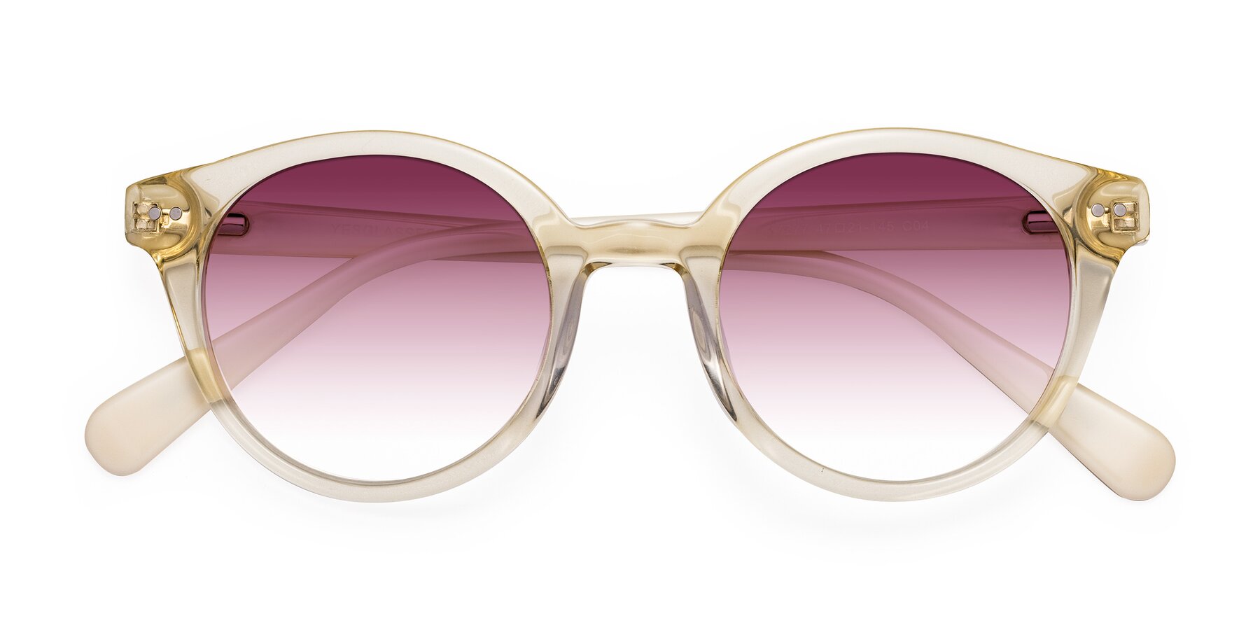 Folded Front of Bellion in Transparent Beige with Wine Gradient Lenses