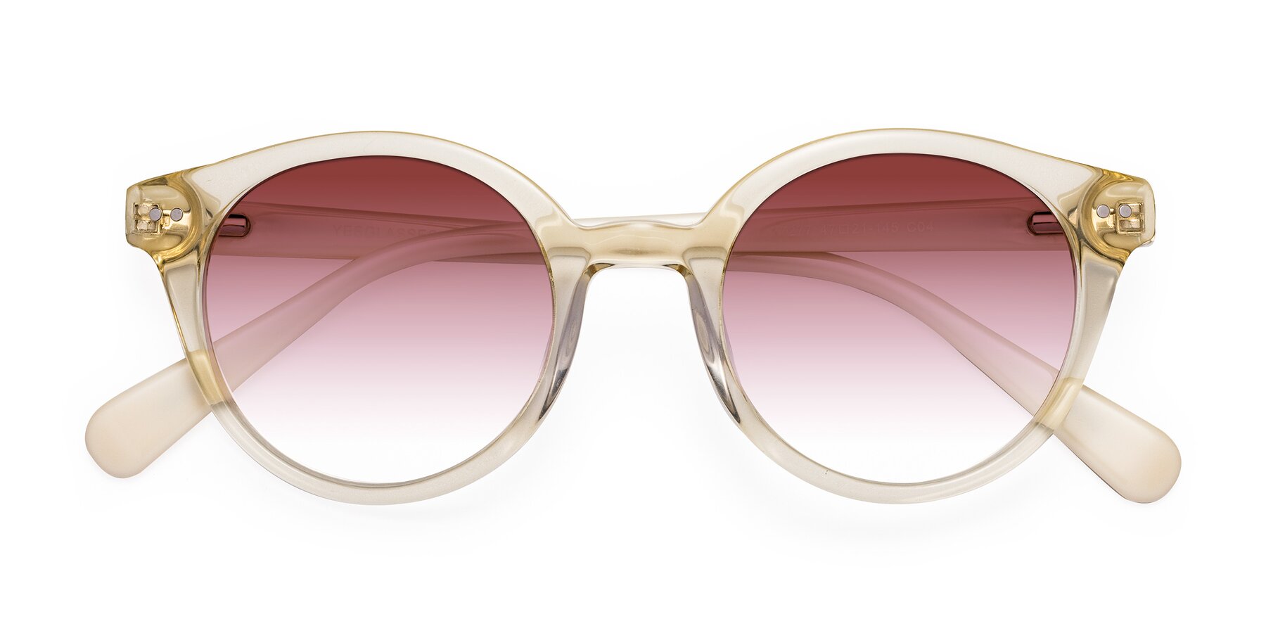 Folded Front of Bellion in Transparent Beige with Garnet Gradient Lenses