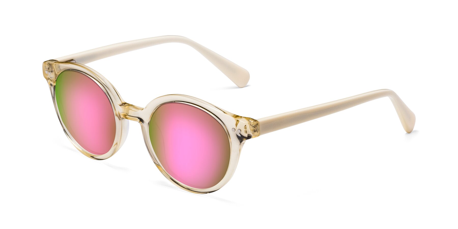 Angle of Bellion in Transparent Beige with Pink Mirrored Lenses
