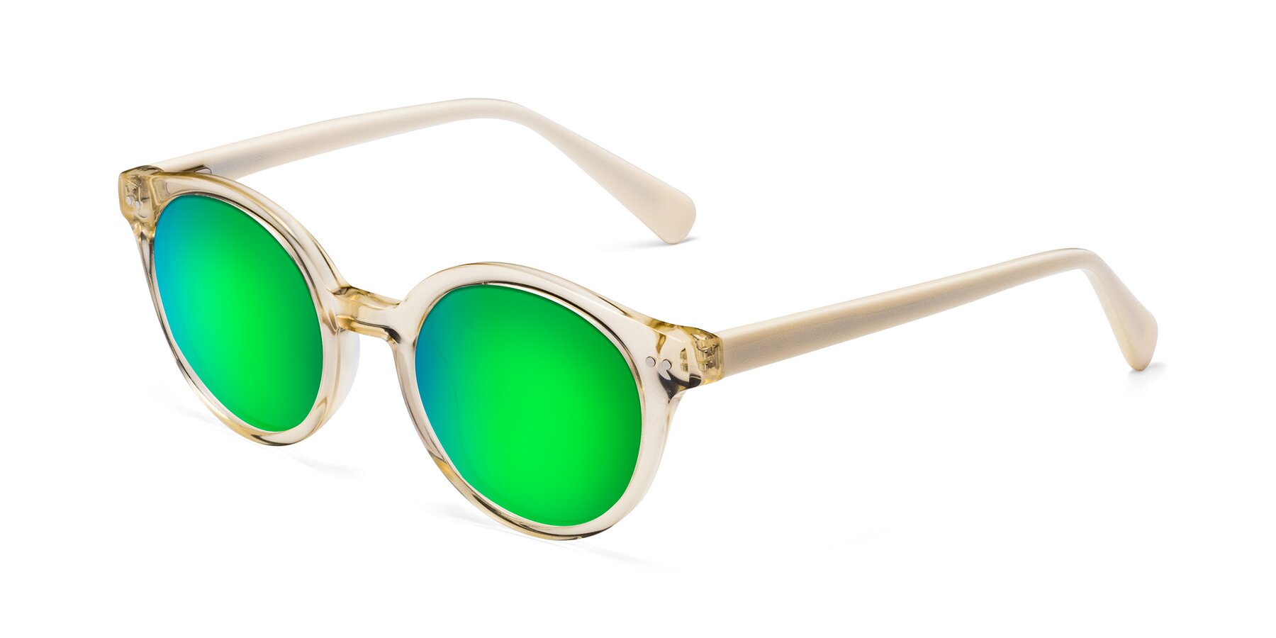 Angle of Bellion in Transparent Beige with Green Mirrored Lenses