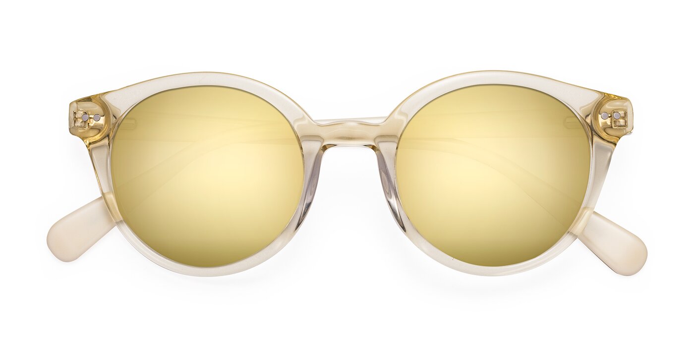 Bellion - Transparent Beige Flash Mirrored Sunglasses