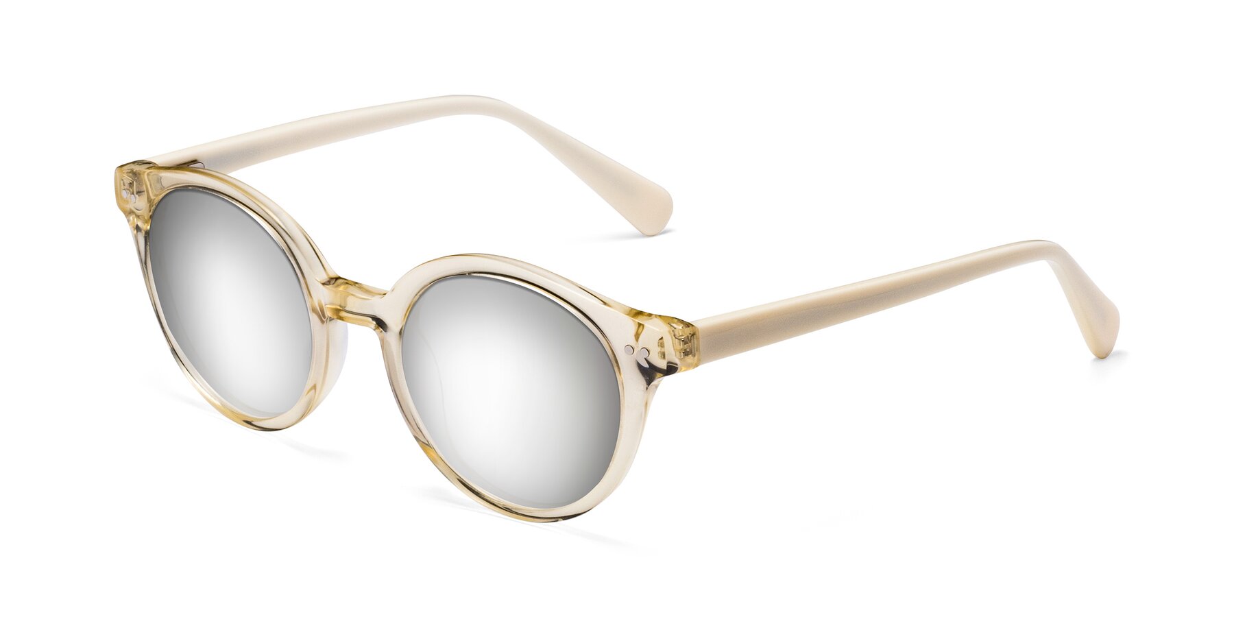 Angle of Bellion in Transparent Beige with Silver Mirrored Lenses