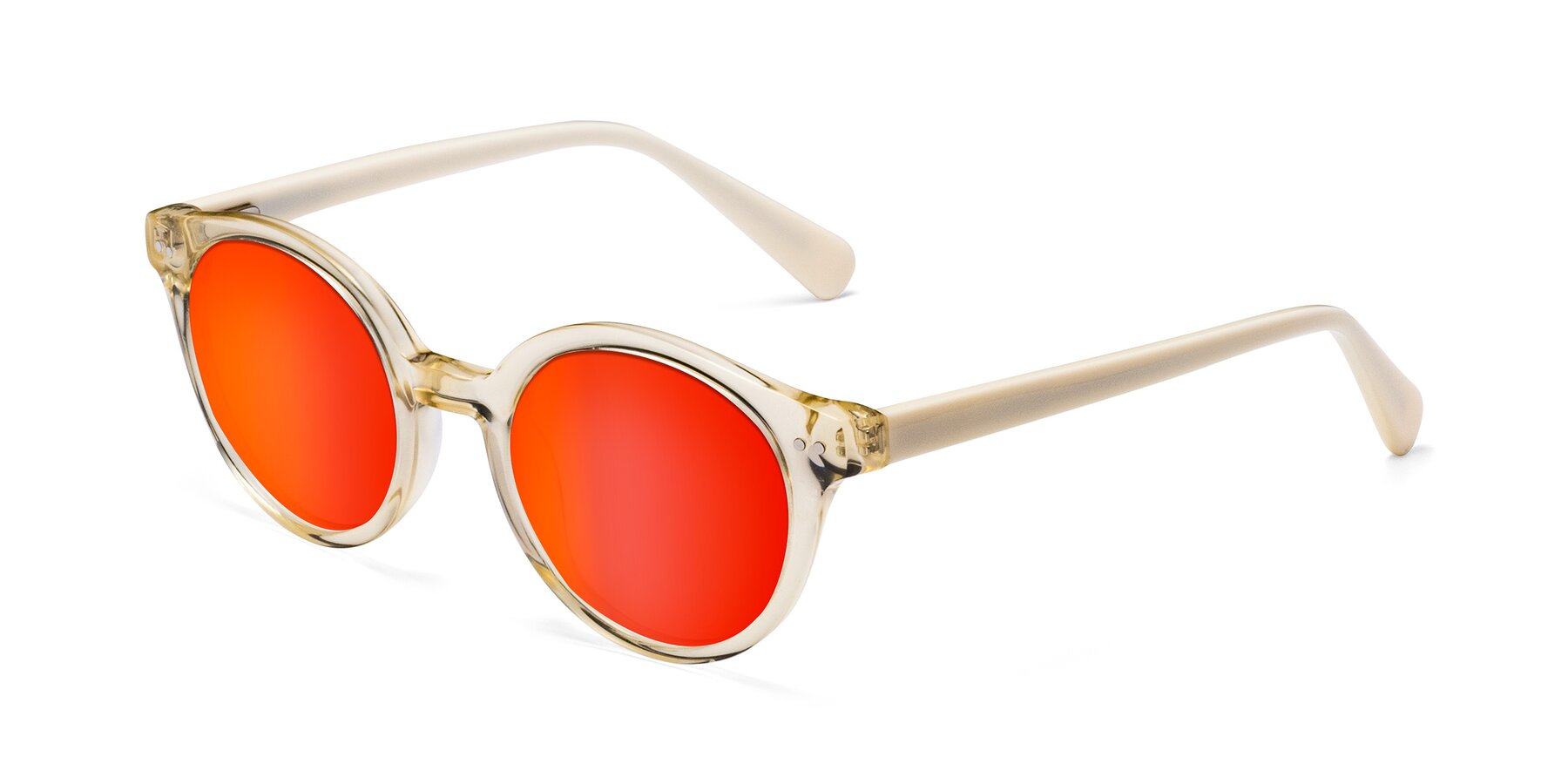 Angle of Bellion in Transparent Beige with Red Gold Mirrored Lenses
