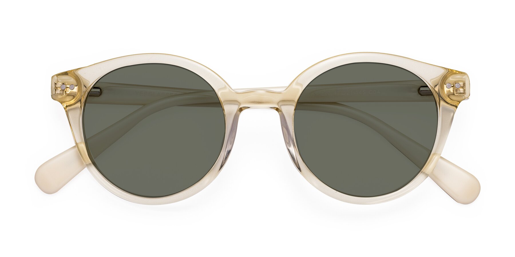 Folded Front of Bellion in Transparent Beige with Gray Polarized Lenses