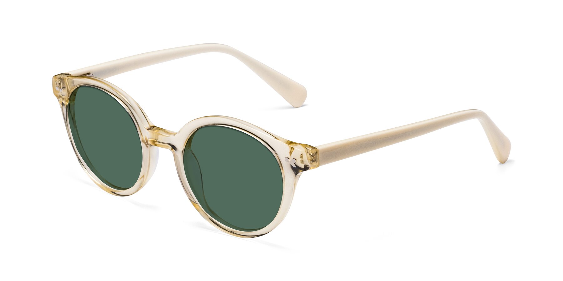 Angle of Bellion in Transparent Beige with Green Polarized Lenses
