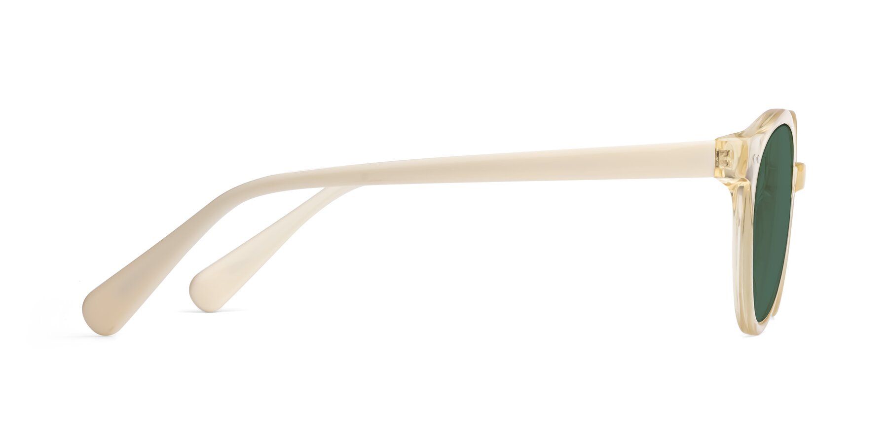 Side of Bellion in Transparent Beige with Green Polarized Lenses