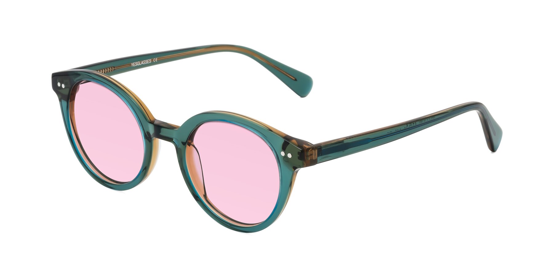 Angle of Bellion in Transparent Green with Light Pink Tinted Lenses