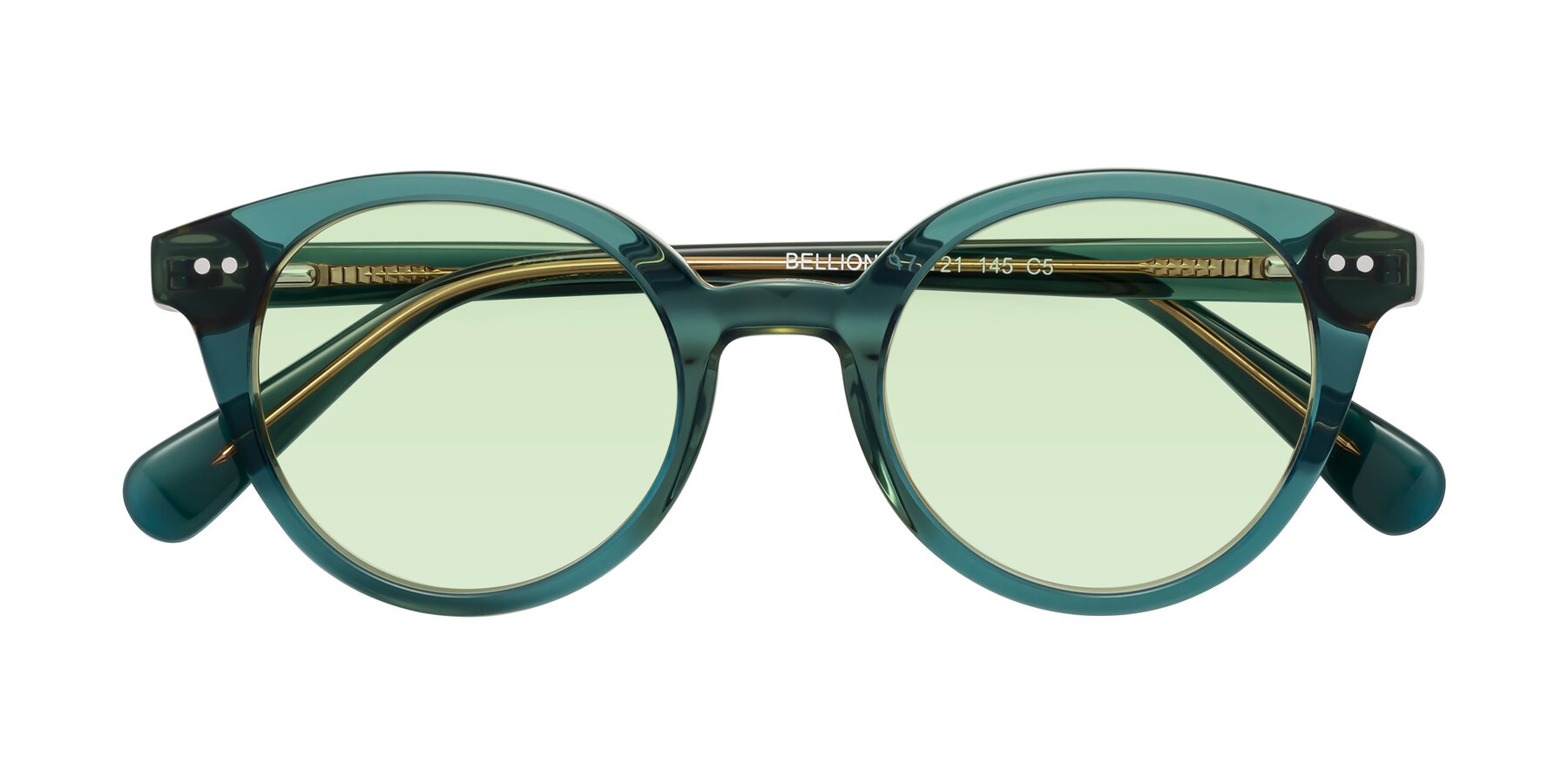 Folded Front of Bellion in Transparent Green with Light Green Tinted Lenses