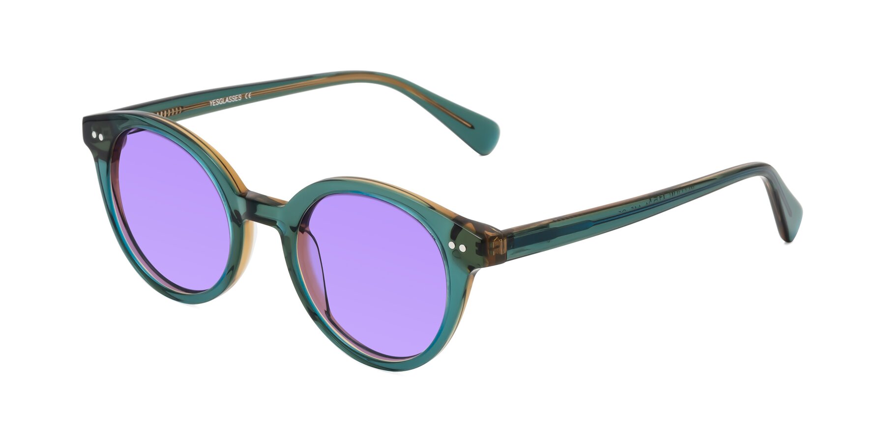 Angle of Bellion in Transparent Green with Medium Purple Tinted Lenses