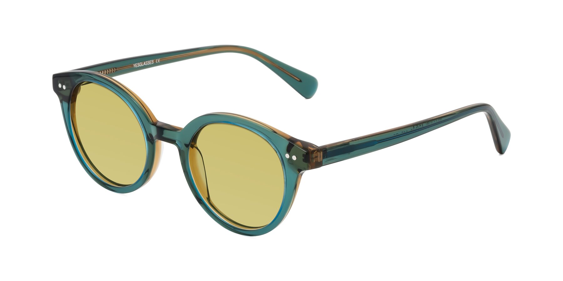 Angle of Bellion in Transparent Green with Medium Champagne Tinted Lenses