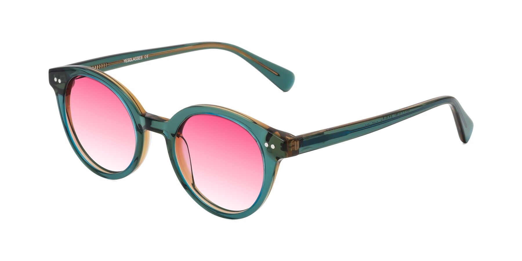 Angle of Bellion in Transparent Green with Pink Gradient Lenses