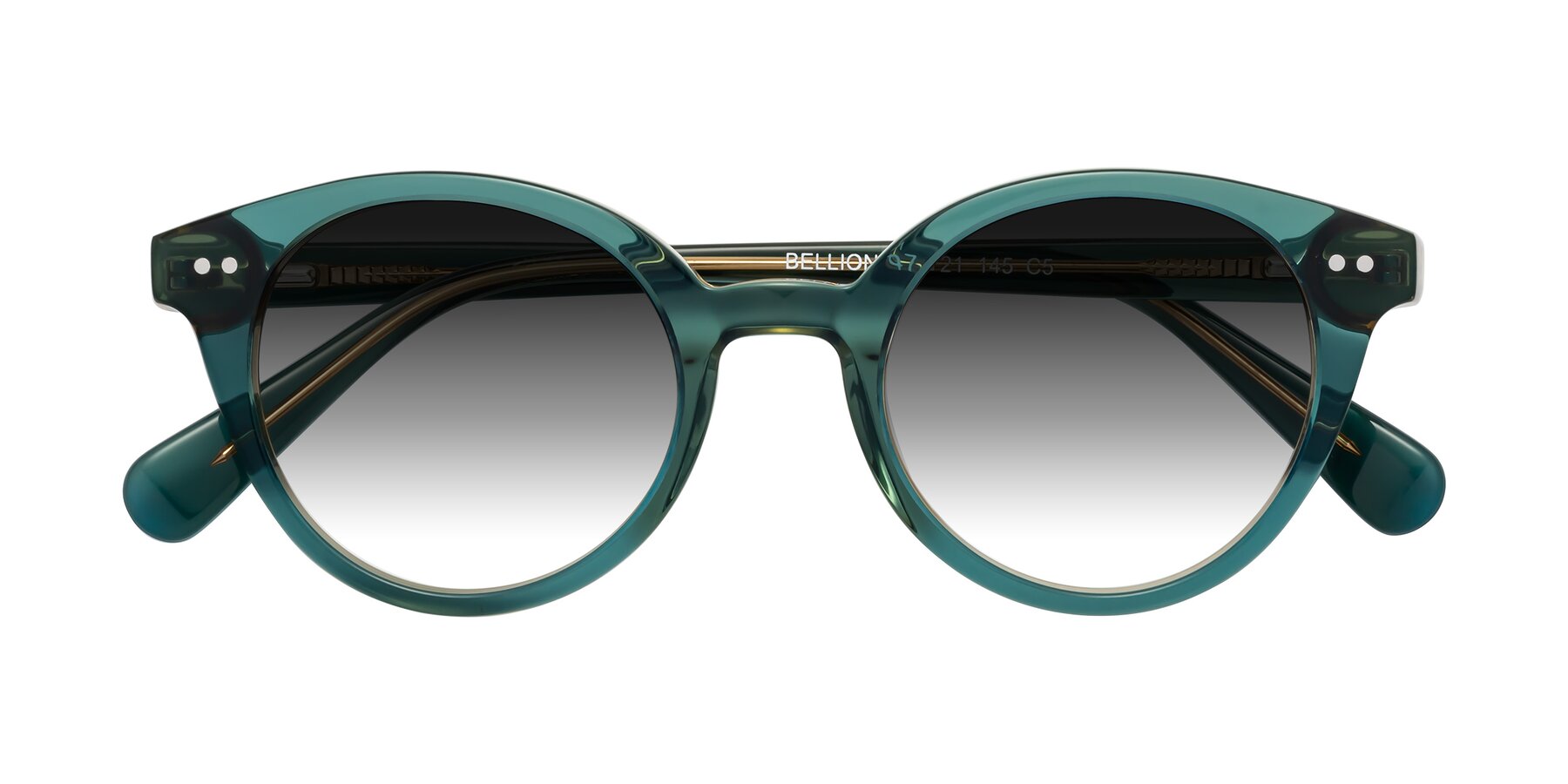 Folded Front of Bellion in Transparent Green with Gray Gradient Lenses