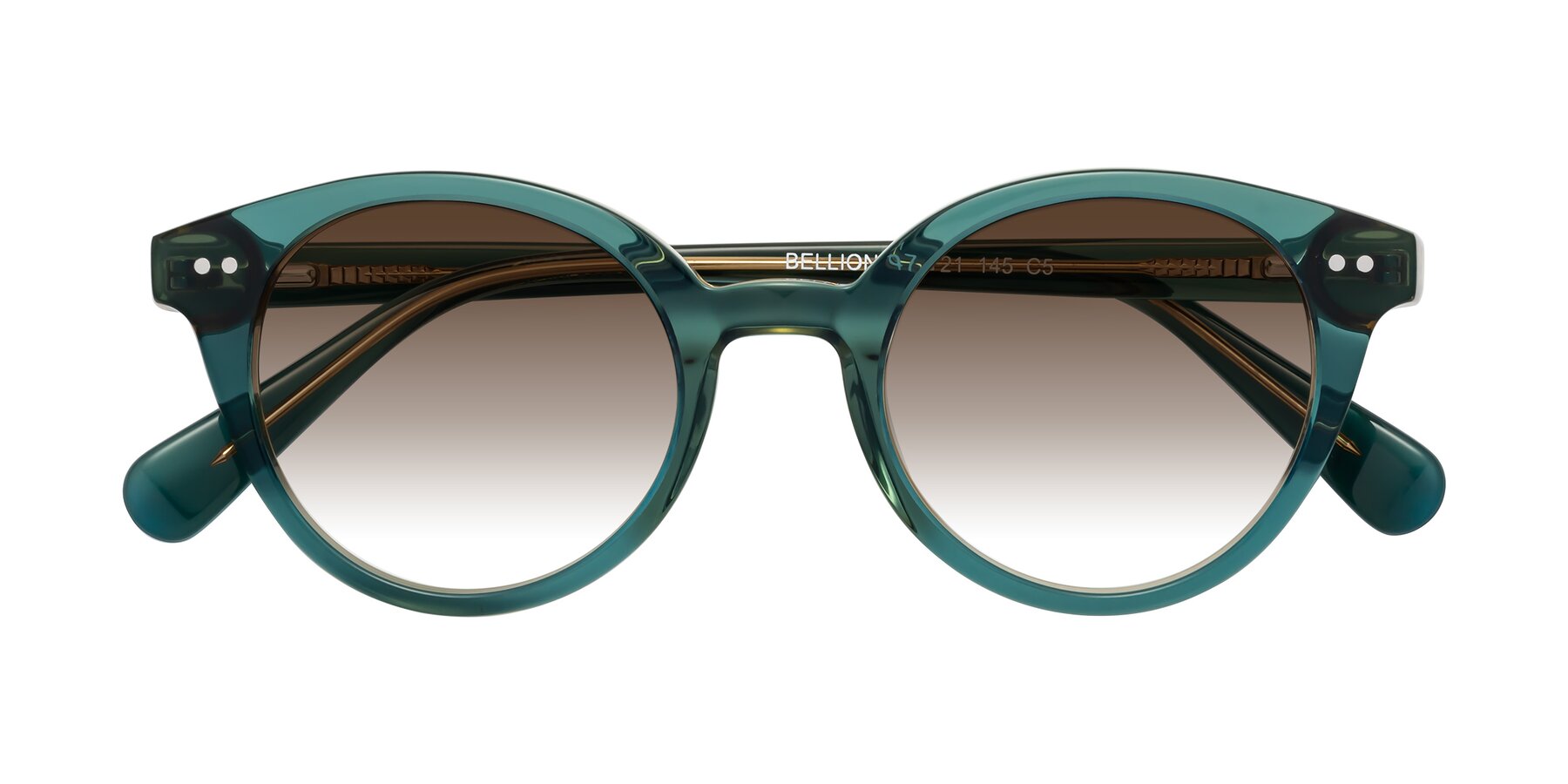 Folded Front of Bellion in Transparent Green with Brown Gradient Lenses