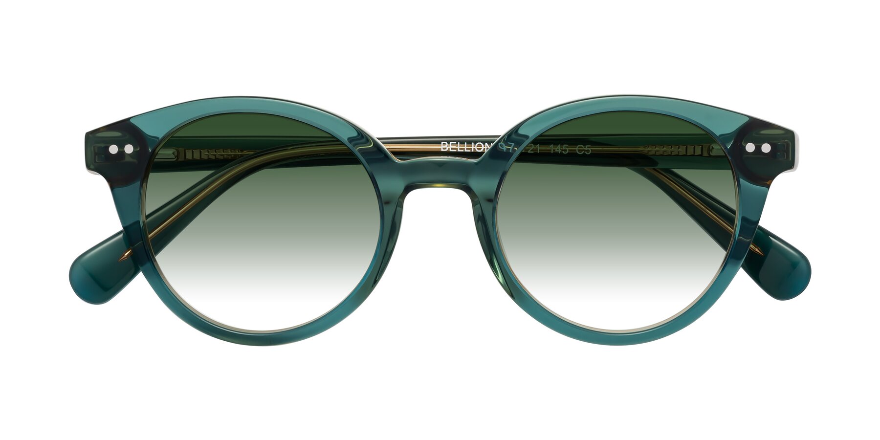 Folded Front of Bellion in Transparent Green with Green Gradient Lenses