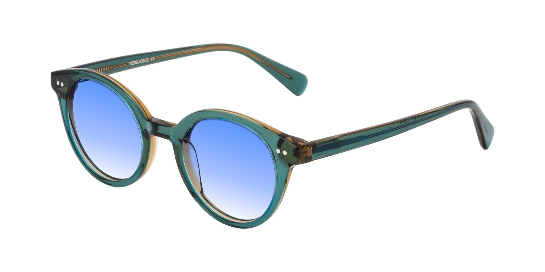 Angle of Bellion in Transparent Green with Blue Gradient Lenses