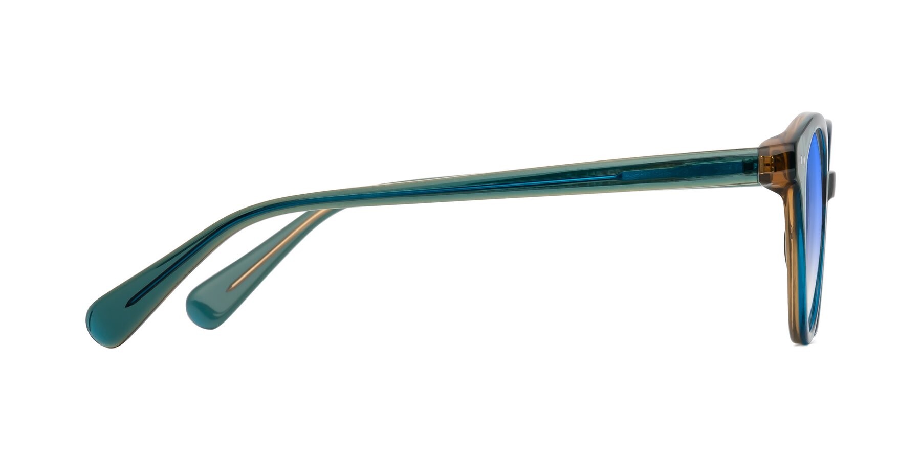 Side of Bellion in Transparent Green with Blue Gradient Lenses