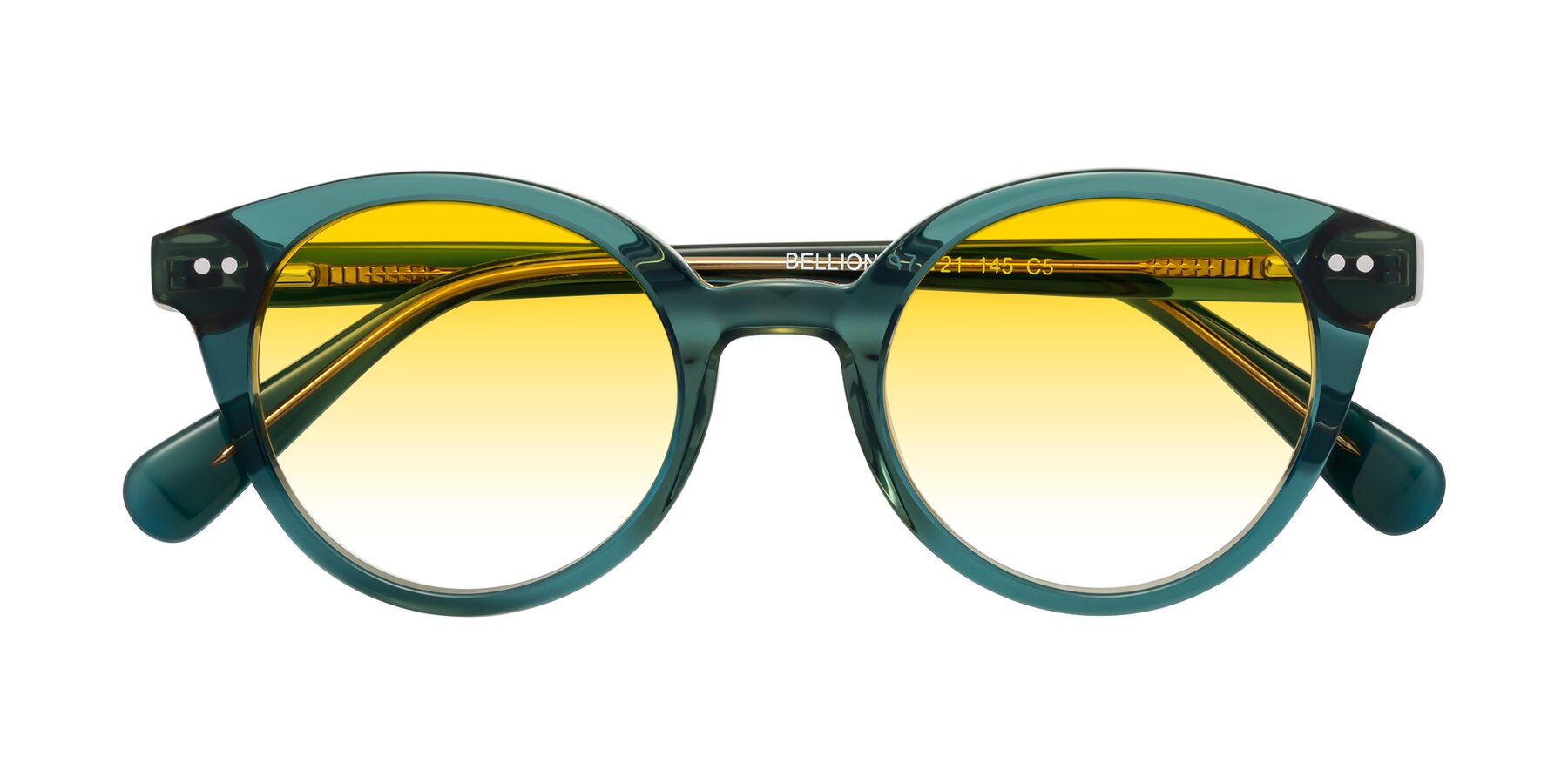 Folded Front of Bellion in Transparent Green with Yellow Gradient Lenses