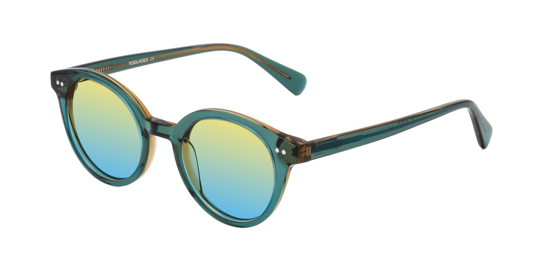 Angle of Bellion in Transparent Green with Yellow / Blue Gradient Lenses