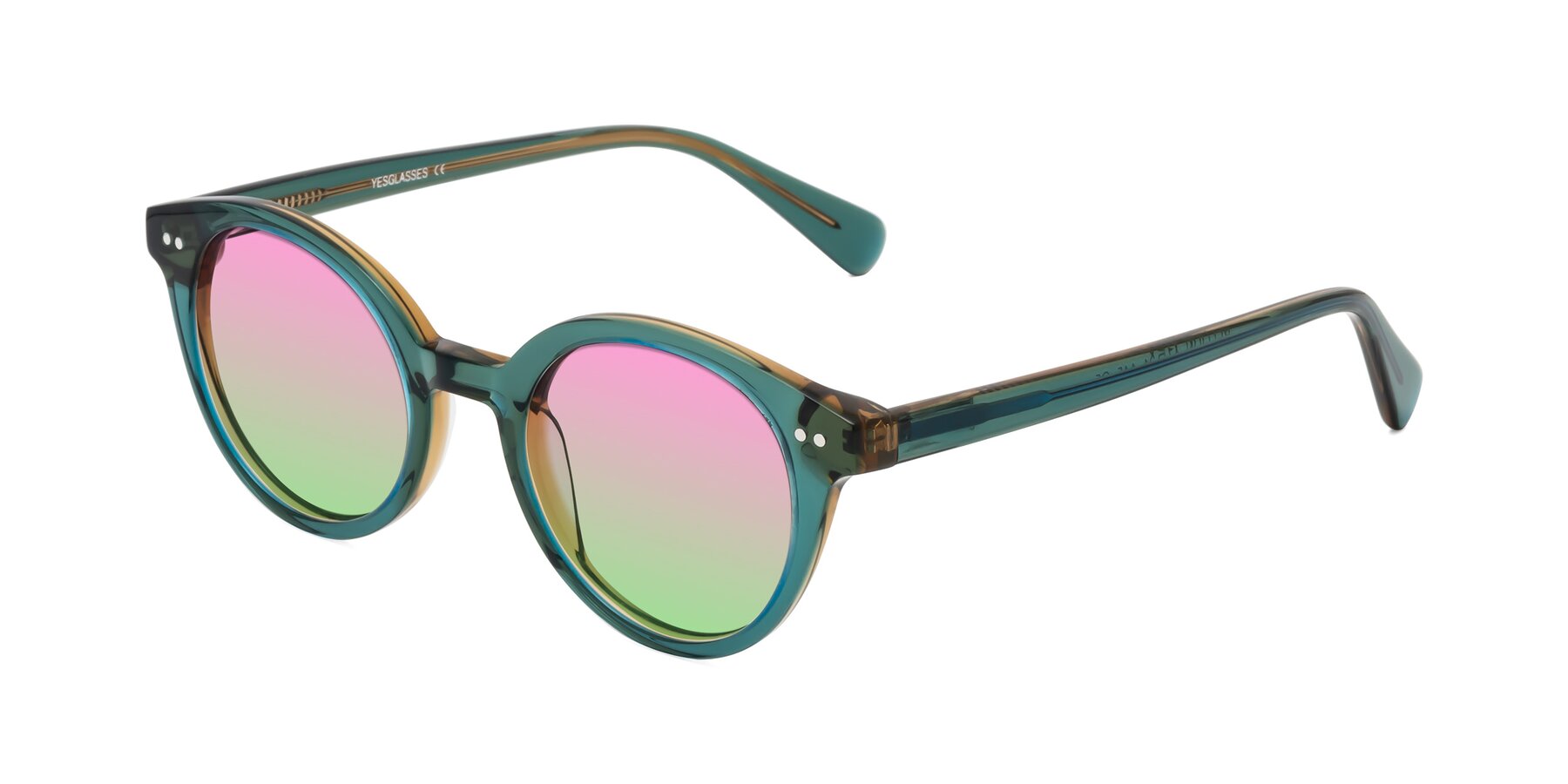 Angle of Bellion in Transparent Green with Pink / Green Gradient Lenses