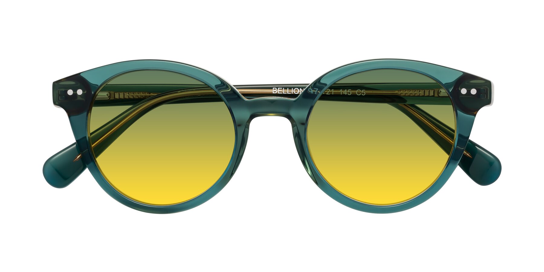 Folded Front of Bellion in Transparent Green with Green / Yellow Gradient Lenses